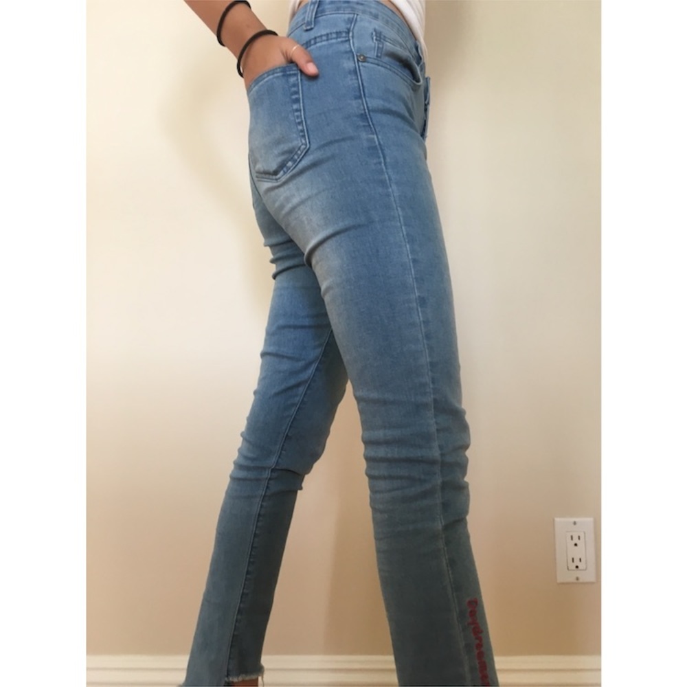 High waisted skinny embroidered jeans